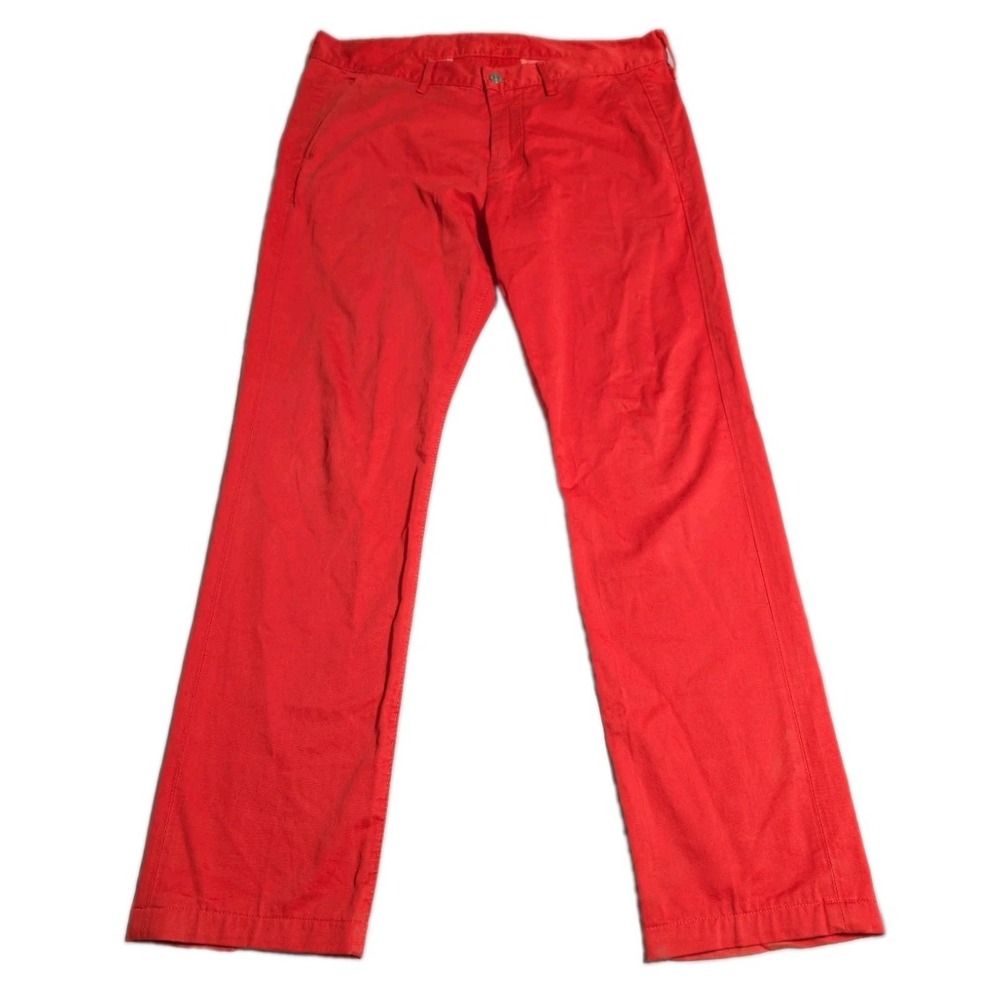 7 For All Mankind Pants Mens 33x30 Red Straight Leg Cotton Chino Trousers